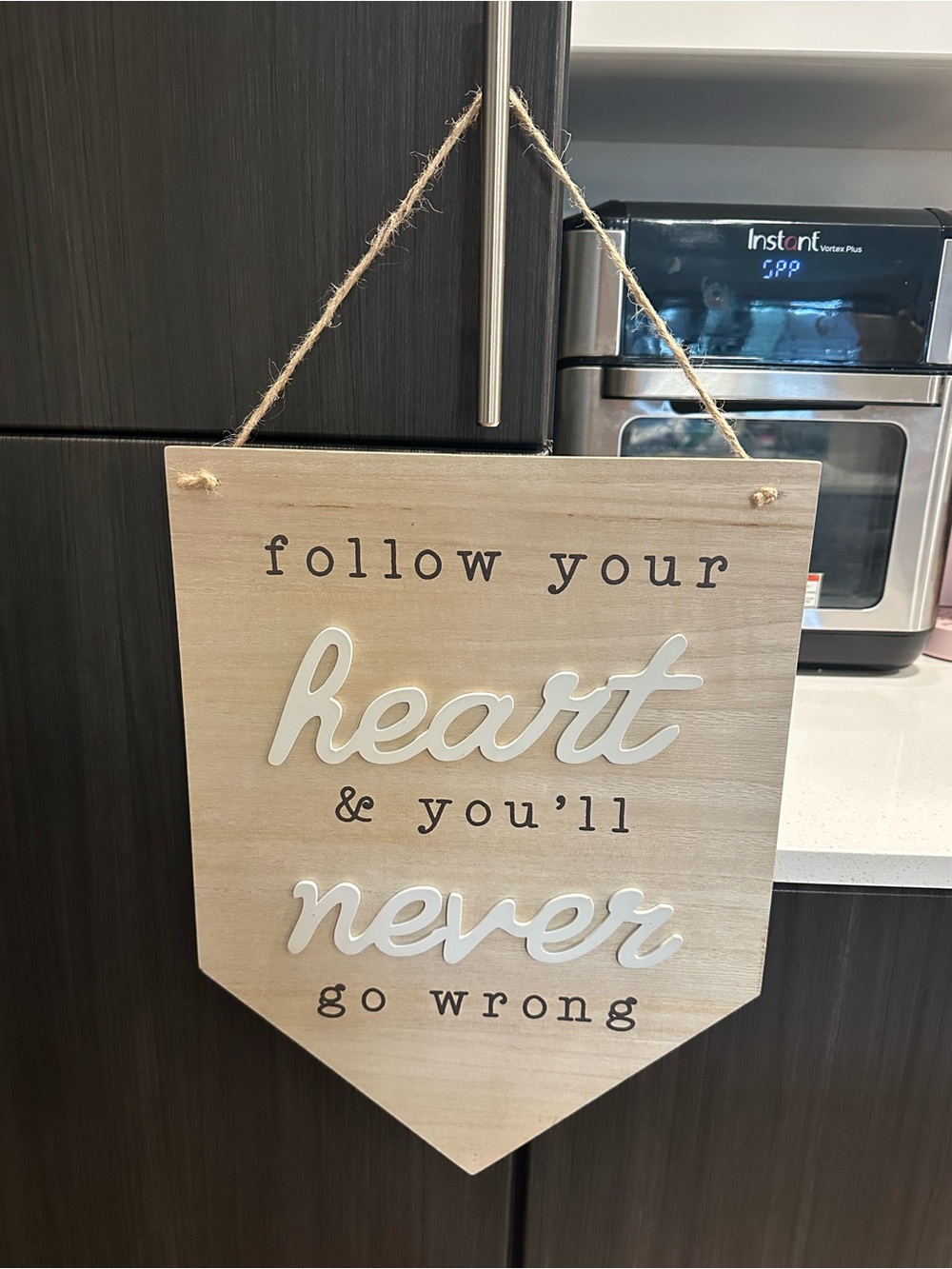 NWT Wooden 'Follow Your Heart' Wall Sign - White Script